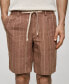 Men's Drawstring Detail Striped Bermuda Shorts