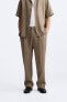 Belted 100% linen trousers