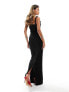 Фото #3 товара ASOS DESIGN padded strap detail square neck maxi dress in black