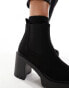 ASOS DESIGN Wide Fit Elma heeled chunky chelsea boots in black