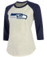 Фото #3 товара Women's Jamal Adams Cream, Navy Seattle Seahawks Player Raglan Name Number 3/4 Sleeve T-shirt