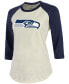 Women's Jamal Adams Cream, Navy Seattle Seahawks Player Raglan Name Number 3/4 Sleeve T-shirt