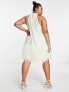 Фото #4 товара ASOS EDITION Curve sequin halter mini dress with faux feather hem in sage green