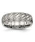 Фото #1 товара Titanium Brushed and Polished Grooved Wedding Band Ring