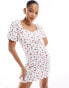 Vero Moda sweetheart neck mini dress with puff sleeves in floral print weiß, XXS - EU 32 - фото #3