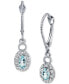 ფოტო #1 პროდუქტის Aquamarine (1/2 ct. t.w.) & Diamond (1/5 ct. t.w.) Halo Leverback Drop Earrings in 14k White gold