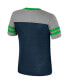 ფოტო #2 პროდუქტის Big Girls Navy, Heather Gray Notre Dame Fighting Irish Summer Striped V-Neck T-shirt