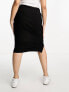 Фото #10 товара ASOS DESIGN Curve high waist midi pencil skirt in black