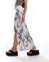 Monki slim maxi skirt in grey soft tie dye