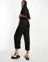 ASOS DESIGN Tall oversized tie waist shirt jumpsuit in black