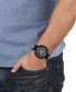 Men's Chronograph Quartz Bicocca Black Textured Leather Strap 46mm