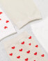 Lindex 4 pack sock with heart pattern in neutral