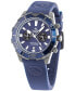 ფოტო #2 პროდუქტის Men's Dual Time Zone Skipper Blue Silicone Strap Watch 44mm, Created for Macy's