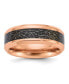 ფოტო #1 პროდუქტის Stainless Steel Rose IP-plated Inlay in Clear Epoxy Band Ring