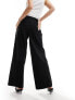 Bershka boxer waistband wide leg tailored trousers in black