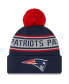 Фото #3 товара Big Boys Navy New England Patriots Repeat Cuffed Knit Hat with Pom