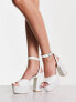 Фото #1 товара Be Mine Bridal Alette glitter platform sandals in white and silver