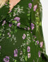 ASOS DESIGN Maternity button through pintuck maxi dress in green floral print