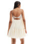 Фото #2 товара ASOS DESIGN chiffon trapeze mini dress with raw edge in ivory