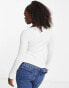 New Look scoop neck long sleeved top in white