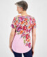 Фото #2 товара Women's Scoop-Neck Short-Sleeve Printed Knit Top, Created for Macy's