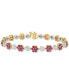 EFFY® Ruby (4-1/8 ct. t.w.) % Diamond (1-1/10 ct. t.w.) Flower Link Bracelet in 14k Two-Tone Gold