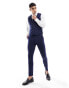 ASOS DESIGN wedding super skinny suit waistcoat in navy microtexture