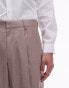 Topman wide leg suit trousers in stone