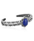 Фото #1 товара Southwestern Lapis Wildflower Sterling Silver Double Row Cuff Bracelet, Size Small - Large