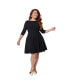 Фото #1 товара Plus Size Boat Neck Belted Stephanie Fit & Flare Dress