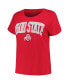 ფოტო #3 პროდუქტის Women's Scarlet Ohio State Buckeyes Plus Size Arch Over Logo Scoop Neck T-shirt