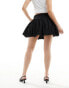 Mango bubble hem mini skirt in black