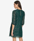 Фото #2 товара Petite Metallic Plaid Chiffon 3/4-Sleeve Dress