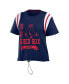 Фото #2 товара Women's Navy Distressed Boston Red Sox Cinched Colorblock T-shirt