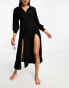 Фото #1 товара IIsla & Bird maxi shirt beach summer dress with splits in black