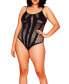 Фото #1 товара Hattie Plus Size Seamless Teddy with Diamond Mesh Details