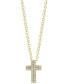 ფოტო #1 პროდუქტის EFFY® Diamond Pavé Cross 18" Pendant Necklace (1/20 ct. t.w.) in Sterling Silver or 14k Gold-Plated Sterling Silver