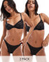 Фото #1 товара ASOS DESIGN Lila 2 pack lace tanga thong in black