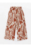 LCW Vision Beli Lastikli Desenli Keten Karışımlı Kadın Pantolon