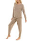 ფოტო #8 პროდუქტის Women's Cloud Dancer 2-Pc. Cable-Knit Pajamas Set