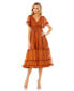 ფოტო #1 პროდუქტის Women's Tea Length Ruffled Dress w/ Sheer Flutter Sleeves