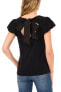 ფოტო #2 პროდუქტის Women's Date Night Cap Bubble Sleeve Tee with Bow Tie Back