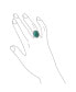 ფოტო #2 პროდუქტის Leaf Large Oval Natural Turquoise Statement Ring Western Jewelry For Women .925 Sterling Silver