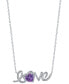 Фото #1 товара Macy's amethyst (5/8 ct. t.w) and White Topaz (1 ct. t.w) 'Love' Necklace in Sterling Silver