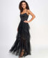 Фото #3 товара Juniors' Corset Top Sweetheart-Neck Tiered-Mesh Gown, Created for Macy's