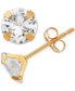 ფოტო #7 პროდუქტის 2-Pc. Set Cubic Zirconia Stud & Ruffle Oval Hoop Earrings in 10k Gold
