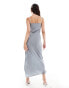 ASOS DESIGN tie up cut out strappy satin midi dress in grey