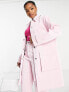 Miss Selfridge cargo pocket detail vinyl faux leather coat in pink co-ord