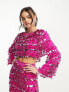 Фото #1 товара ASOS EDITION paillette fringe sequin long sleeve top in pink