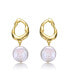 Sterling Silver 14k Yellow Gold Plated with White Coin Freshwater Pearl Twisted Halo Circle Dangle Drop Earrings